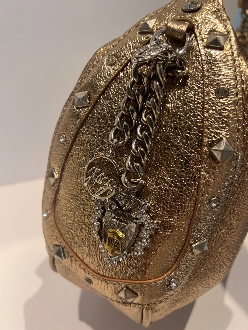 Juicy Couture Metallic Rose gold Leather Small Hobo Bag-Y2K-